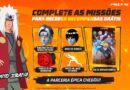 Colaboración Free Fire x Naruto Shippuden 2025 mostrando la Villa Oculta de la Hoja y personajes exclusivos