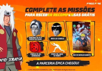 Colaboración Free Fire x Naruto Shippuden 2025 mostrando la Villa Oculta de la Hoja y personajes exclusivos