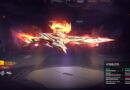 Imagen del Merodeador Mágico, un arma con diseño futurista y efectos de fuego, mostrando sus atributos como daño, velocidad de disparo y precisión.